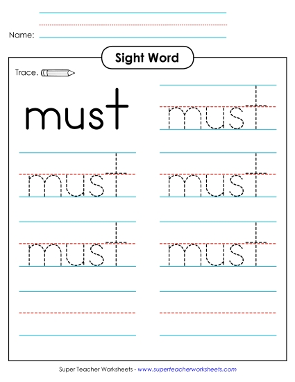 Trace the Word: Must Trace the Word: Must