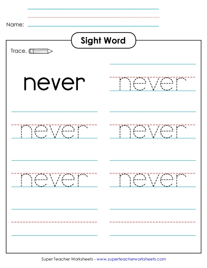 Trace the Word: Never Trace the Word: Never
