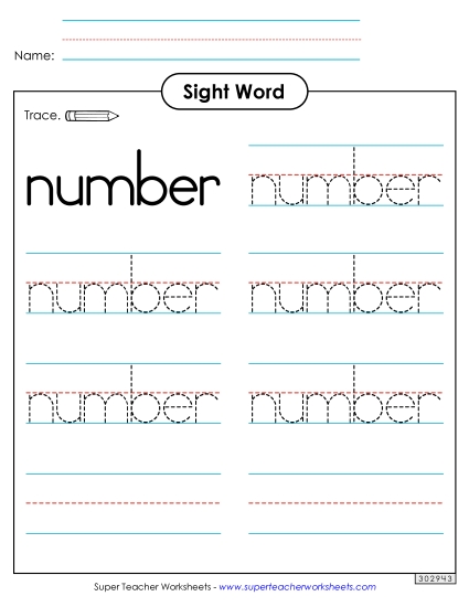 Trace the Word: Number Trace the Word: Number
