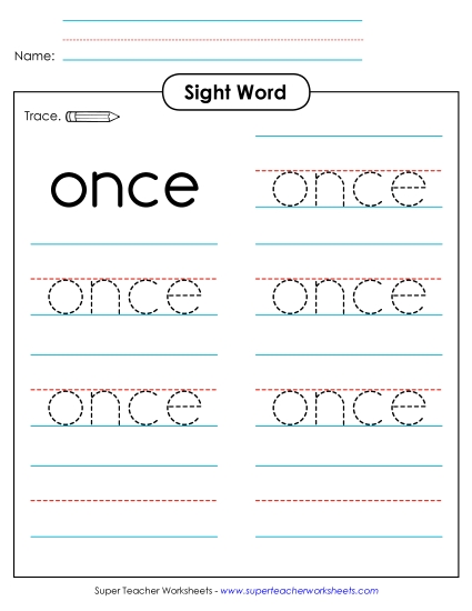 Trace the Word: Once Trace the Word: Once