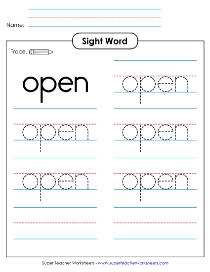 Trace the Word: Open Trace the Word: Open