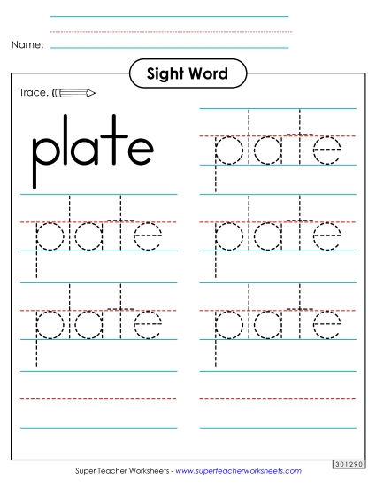 Trace the Word: Plate Trace the Word: Plate