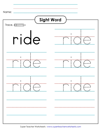 Trace the Word: Ride Trace the Word: Ride