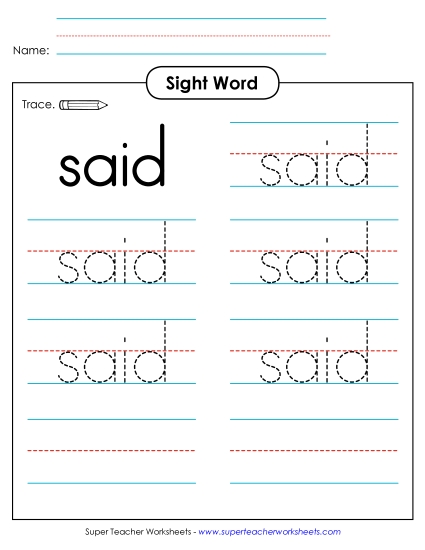 Trace the Word: Said Trace the Word: Said