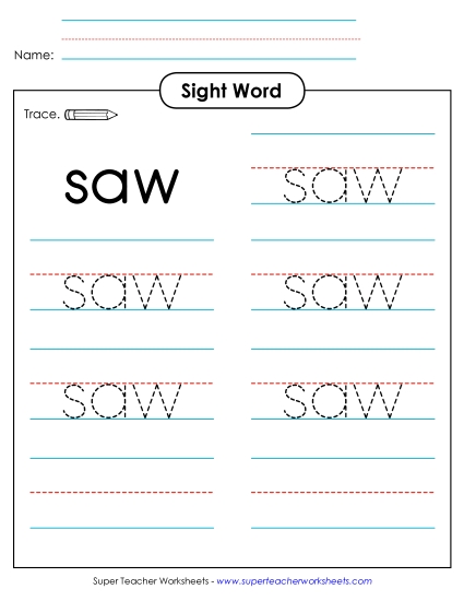 Trace the Word: Saw Trace the Word: Saw