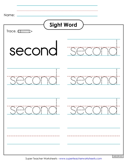 Trace the Word: Second Trace the Word: Second