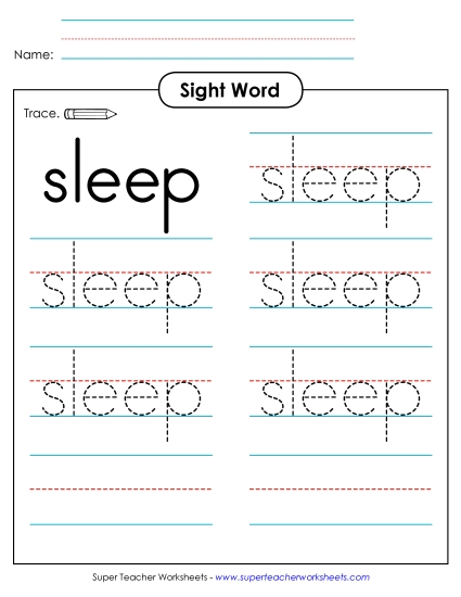 Trace the Word: Sleep Trace the Word: Sleep
