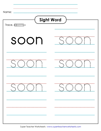 Trace the Word: Soon Trace the Word: Soon