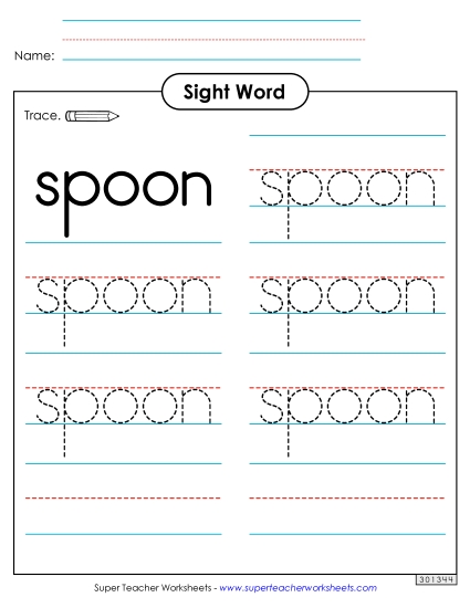 Trace the Word: Spoon Trace the Word: Spoon