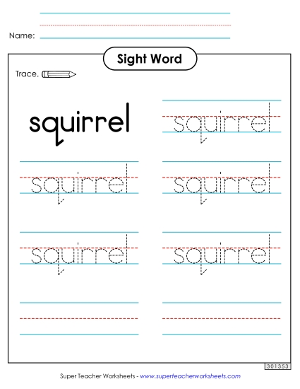 Trace the Word: Squirrel Trace the Word: Squirrel