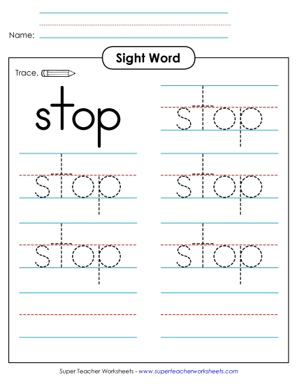 Trace the Word: Stop Trace the Word: Stop