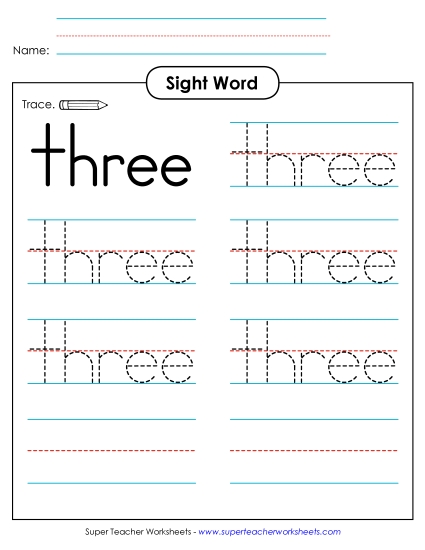 Trace the Word: Three Trace the Word: Three