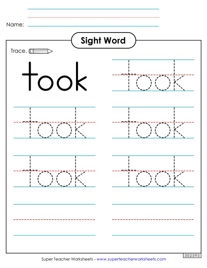 Trace the Word: Took Trace the Word: Took