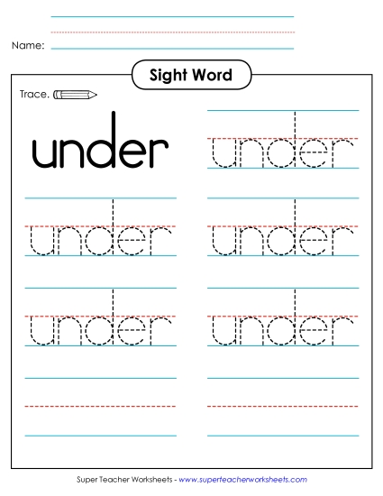 Trace the Word: Under Trace the Word: Under