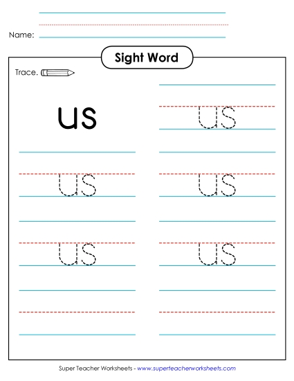 Trace the Word: Us Trace the Word: Us