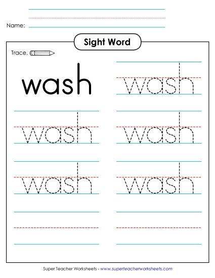Trace the Word: Wash Trace the Word: Wash