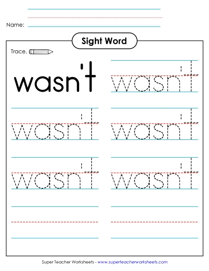 Trace the Word: Wasn't Trace the Word: Wasn't