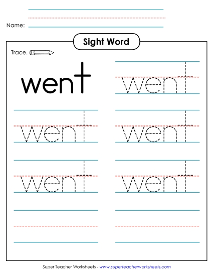 Trace the Word: Went Trace the Word: Went