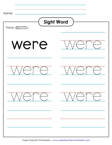 Trace the Word: Were Trace the Word: Were