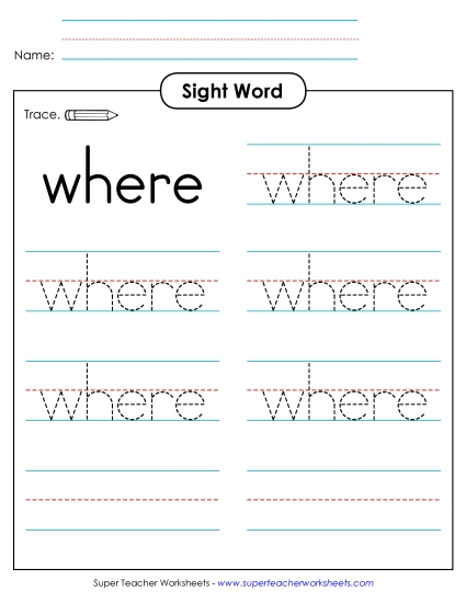 Trace the Word: Where Trace the Word: Where