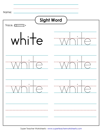 Trace the Word: White Trace the Word: White