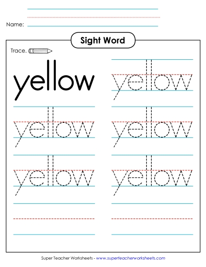 Trace the Word: Yellow Trace the Word: Yellow