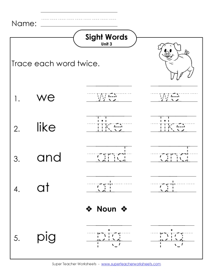 Worksheets - Trace Twice (Unit 3)