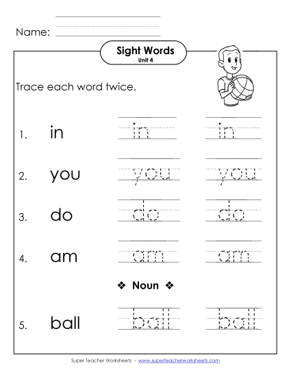Worksheets - Trace Twice (Unit 4)
