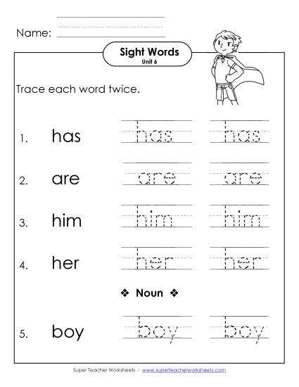 Worksheets - Trace Twice (Unit 6)