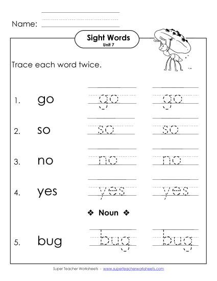 Worksheets - Trace Twice (Unit 7)