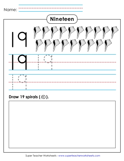 Number Nineteen - Trace, Write, Draw:  Nineteen