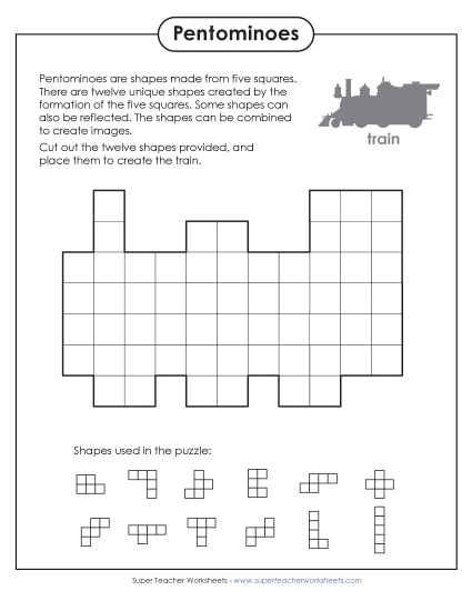 Train Pentomino Puzzle (Printable PDF Worksheet)