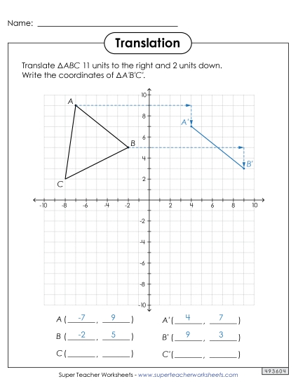 Translations Only - Translations on a Coordinate Plane