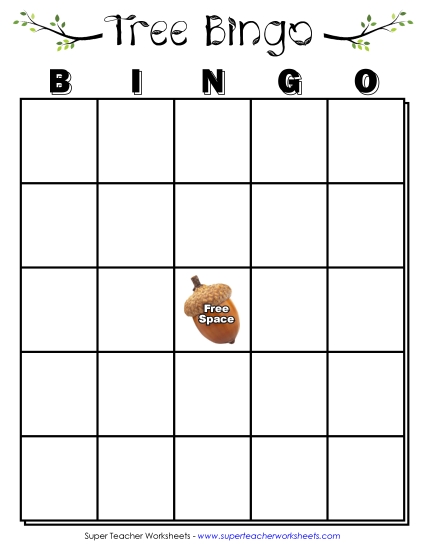 Classroom Game - Tree Bingo (Printable PDF Worksheet)