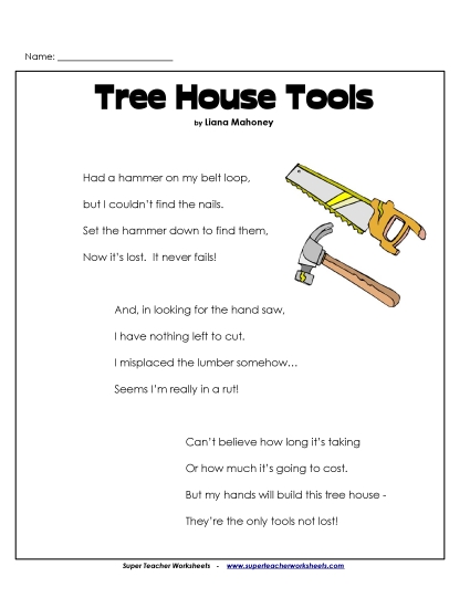 Poems - Tree House Tools (Poem) Poems - Tree House Tools (Poem)