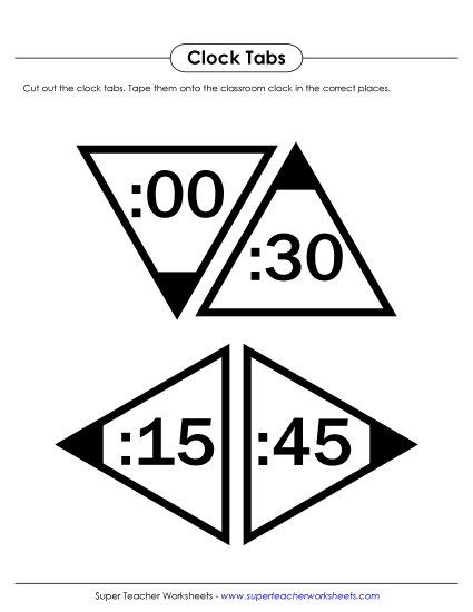 Tabs for Classroom Clock - Triangular Clock Tabs