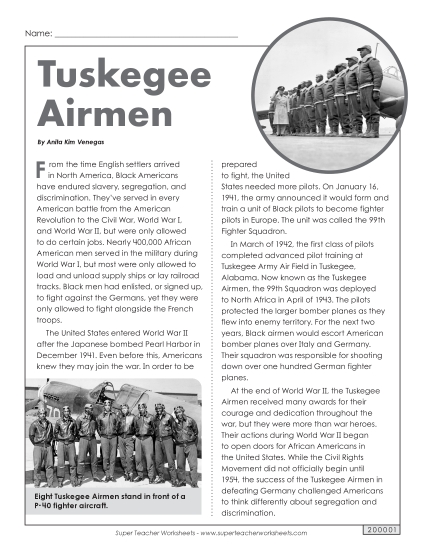 Nonfiction Social Studies Articles - Tuskegee Airmen Nonfiction Social Studies Articles - Tuskegee Airmen