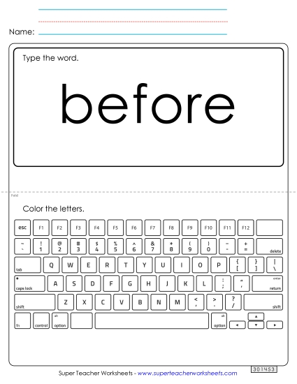 Type the Word: Before Type the Word: Before