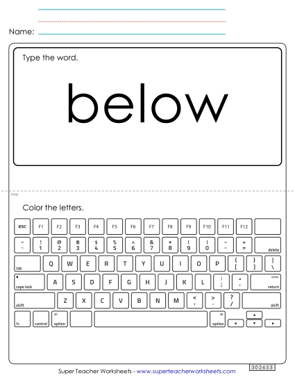 Type the Word: Below Type the Word: Below