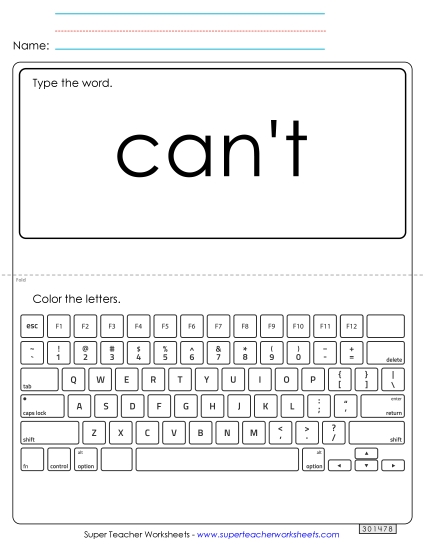 Type the Word: Can't Type the Word: Can't