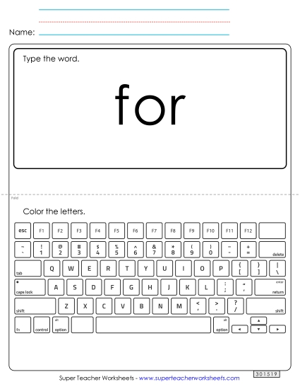 Type the Word: For Type the Word: For