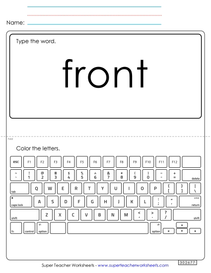 Type the Word: Front Type the Word: Front