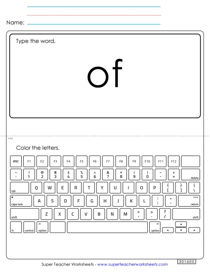 Type the Word: Of Type the Word: Of