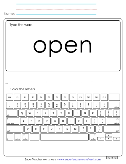 Type the Word: Open Type the Word: Open