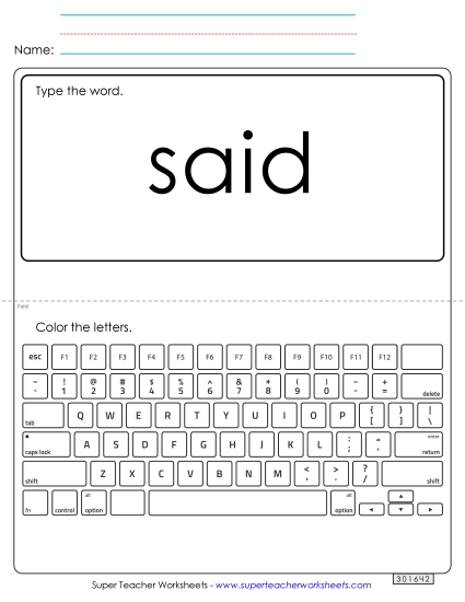 Type the Word: Said Type the Word: Said