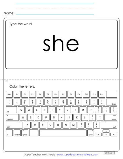 Type the Word: She Type the Word: She