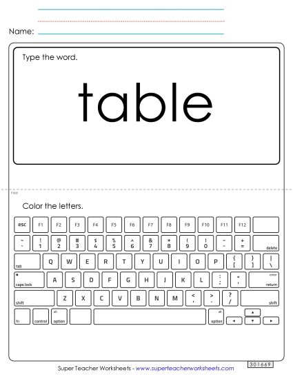Type the Word: Table Type the Word: Table