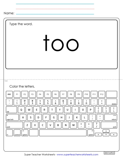 Type the Word: Too Type the Word: Too