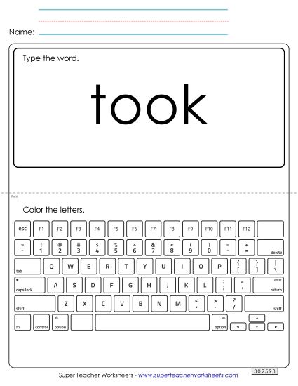 Type the Word: Took Type the Word: Took