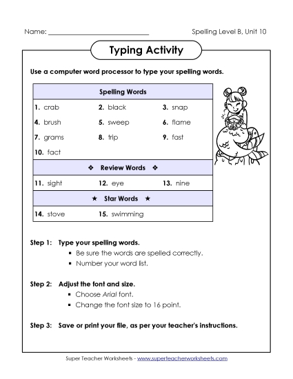 Worksheets - Typing Activity (B-10) Worksheets - Typing Activity (B-10)